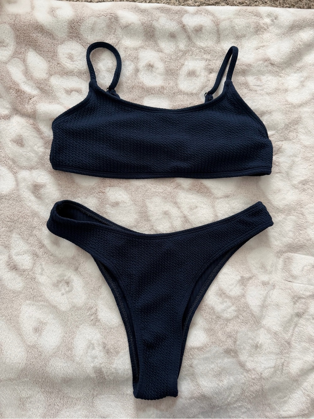 SHEIN navy Ribbed Two-Piece Bikini Set